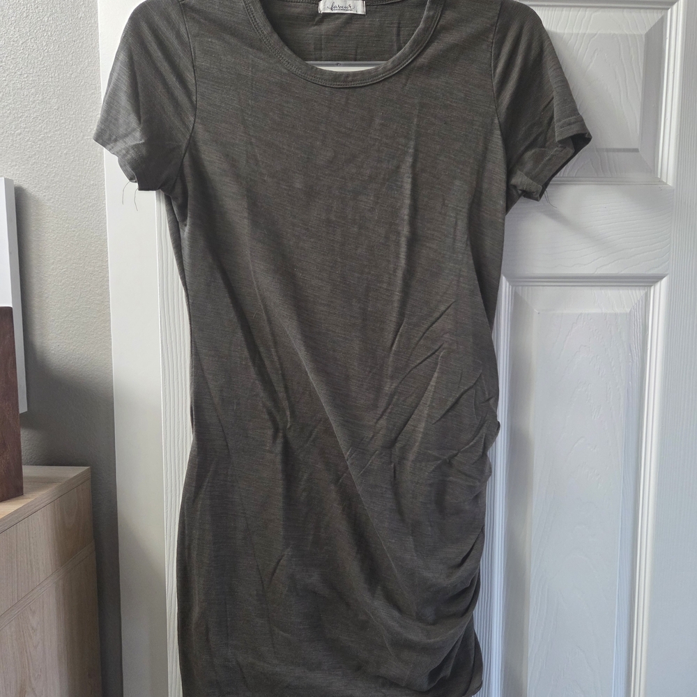 Olive Green Short Sleeve Scrunch Dress